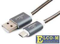 Cablexpert Кабель USB 2.0 CC-G-mUSB02Gy-1M AM/microB, серия Gold, длина 1м, титан, блистер