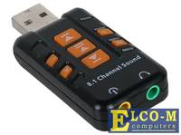 Адаптер ORIENT AU-01PL, USB to Audio, 2 x jack 3.5 mm для подключения гарнитуры к порту USB,