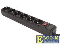 Сетевой фильтр 3Cott 3C-SP1006B-1.8, 6 евро-розеток с заземлением, 1,8 м,