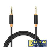 Аудиокабель соединительный Jet.A mini Jack-mini Jack в оплётке JA-AC02 2 м чёрный (3 pin/3.5 мм, металлический разъём, коннекторы с покрытием золотом)